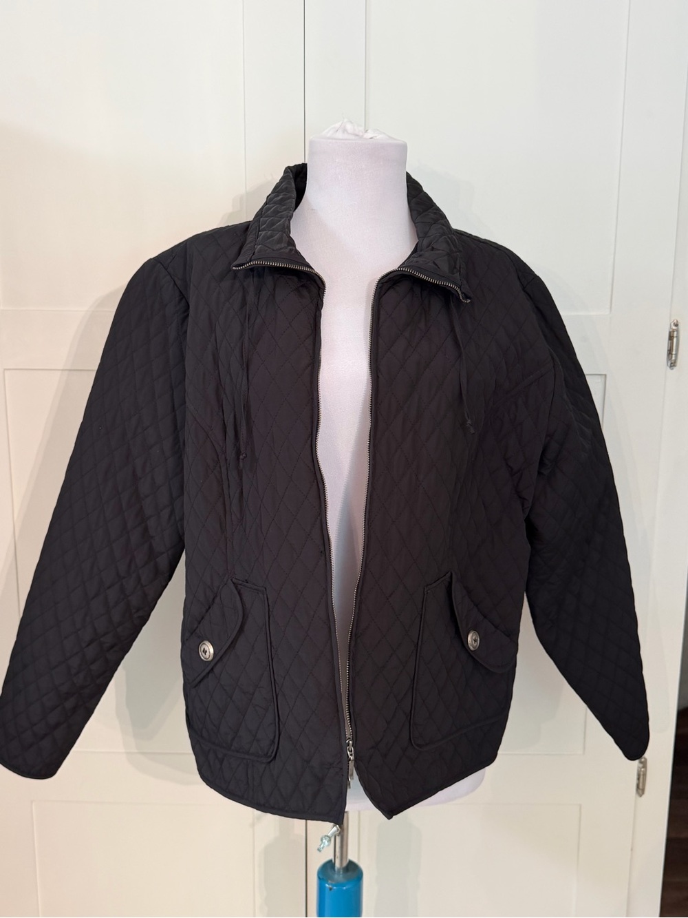 Chico's Black Quilted Bomber Jacket